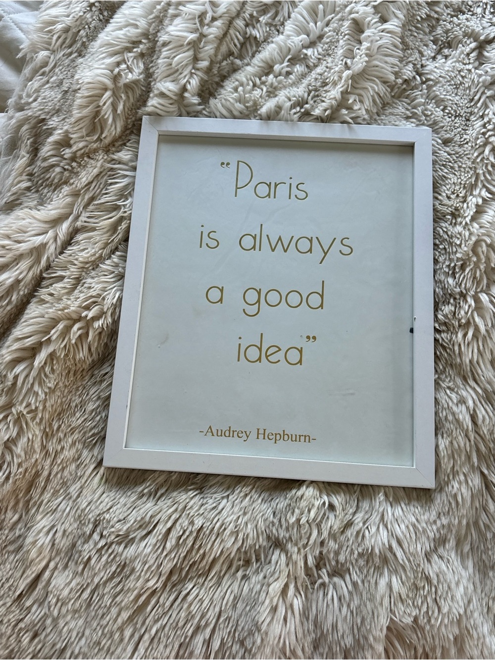 White Framed Audrey Hepburn Quote Print - 'Paris is always a good idea'